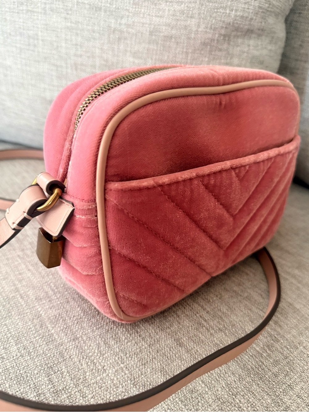J. Crew Velvet Quilted Crossbody in Rose